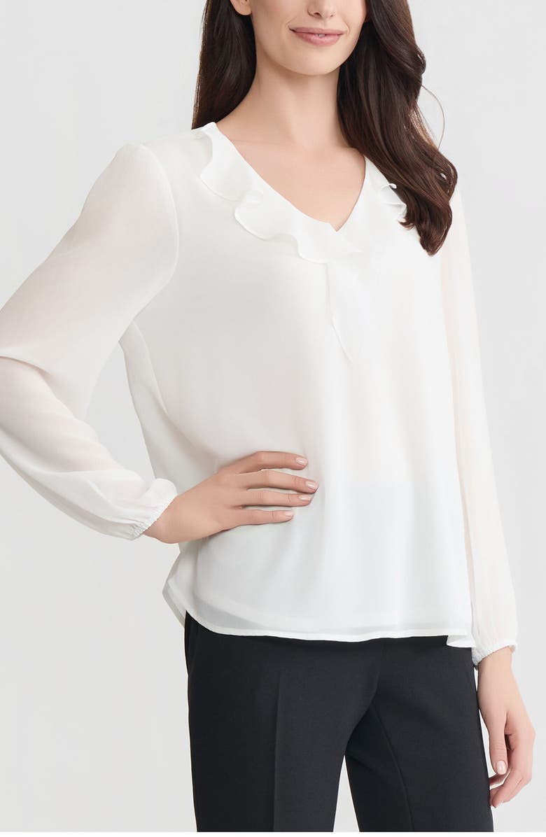 KASPER Ruffle Neck Top, Alternate, color, 
