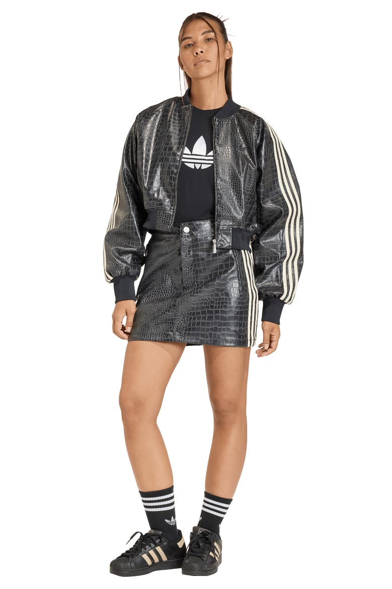 adidas Originals SST Croc Embossed Faux Leather Track Jacket