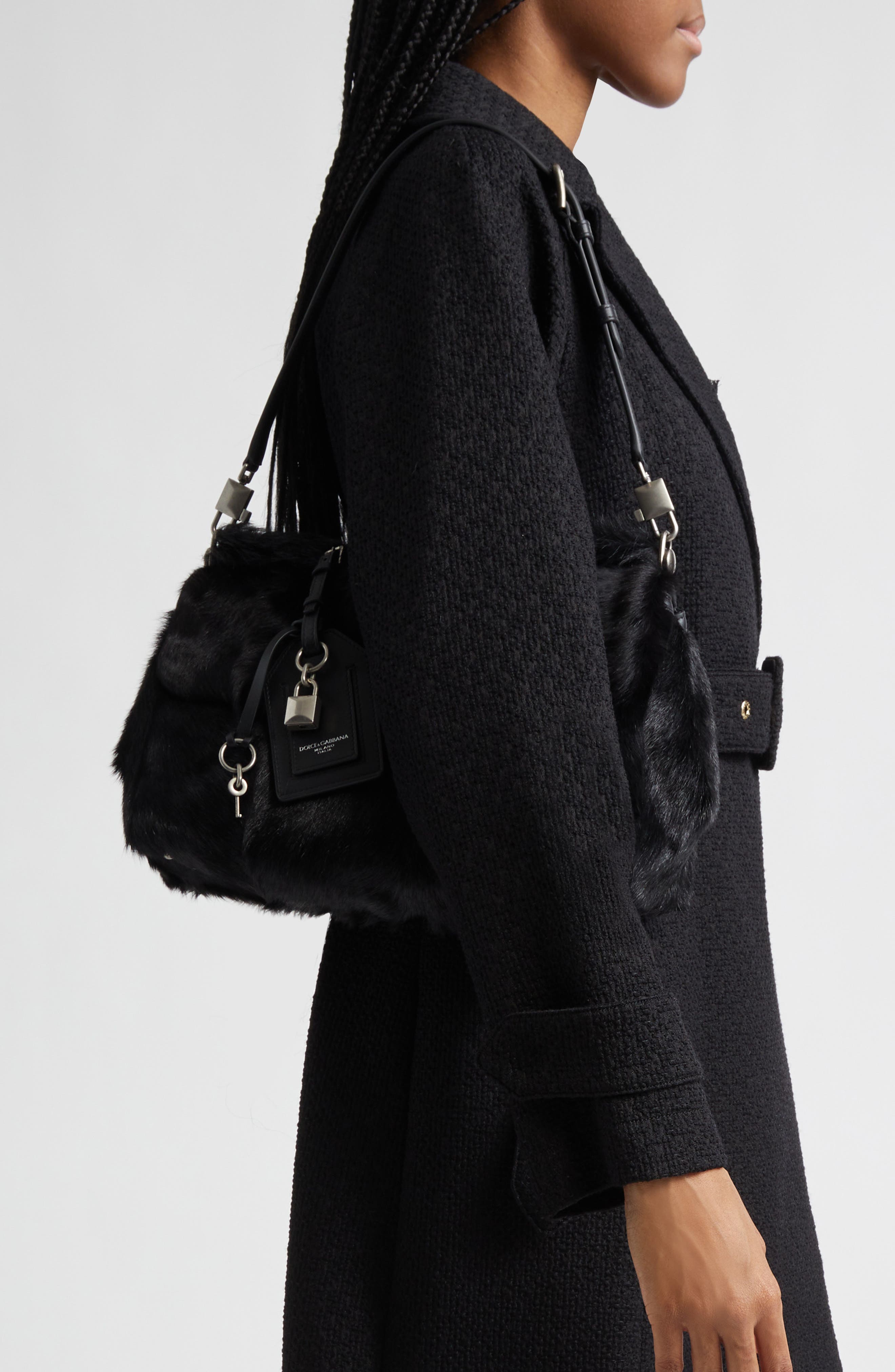 Dolce&Gabbana My Sicily East/West Genuine Calf Hair Top Handle Bag, Alternate, color, 8B956 Nero/ Nero