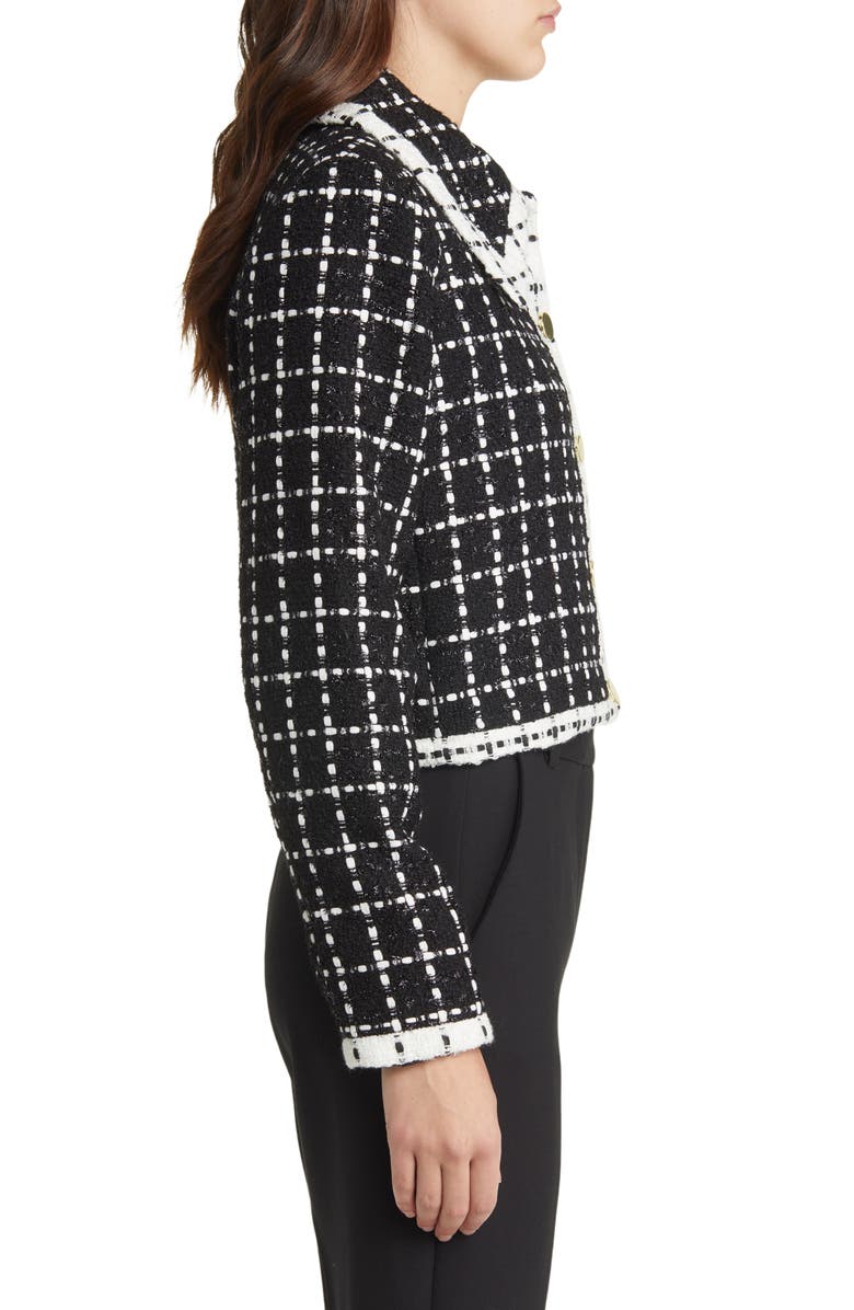 Alice + Olivia Renae Point Collar Tweed Jacket, Alternate, color,