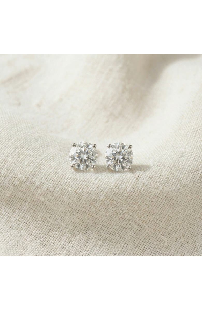 Bliss Diamond 2 Ct TW Round Lab Grown Diamond Studs 14K Gold With Screw Backs, Alternate, color, 14K White Gold