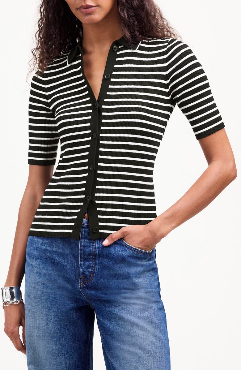 Madewell The Signature Knit Sweater Polo Top, Main, color, Abyss