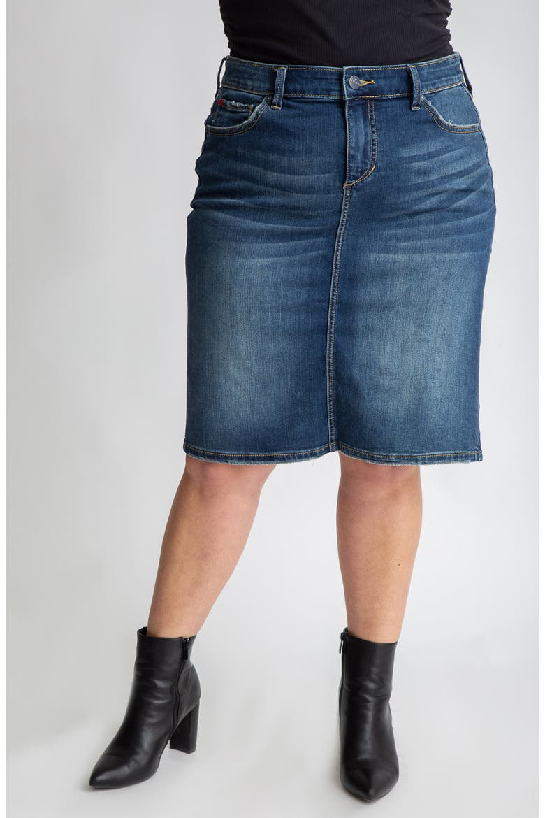 Denim Pencil Skirt, Main, color, VIRGINIA