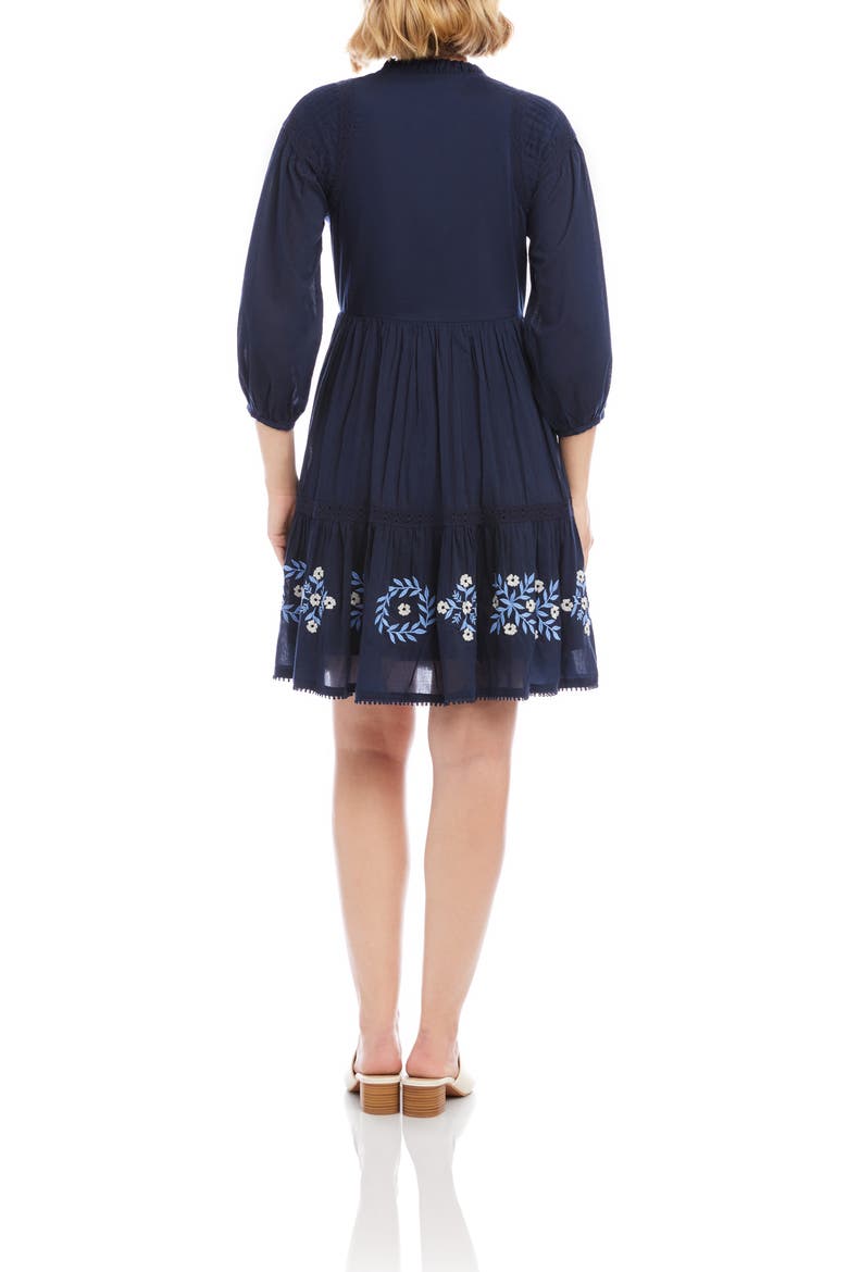 Floral Embroidered Tassel Cotton Dress, Alternate, color, NAVY