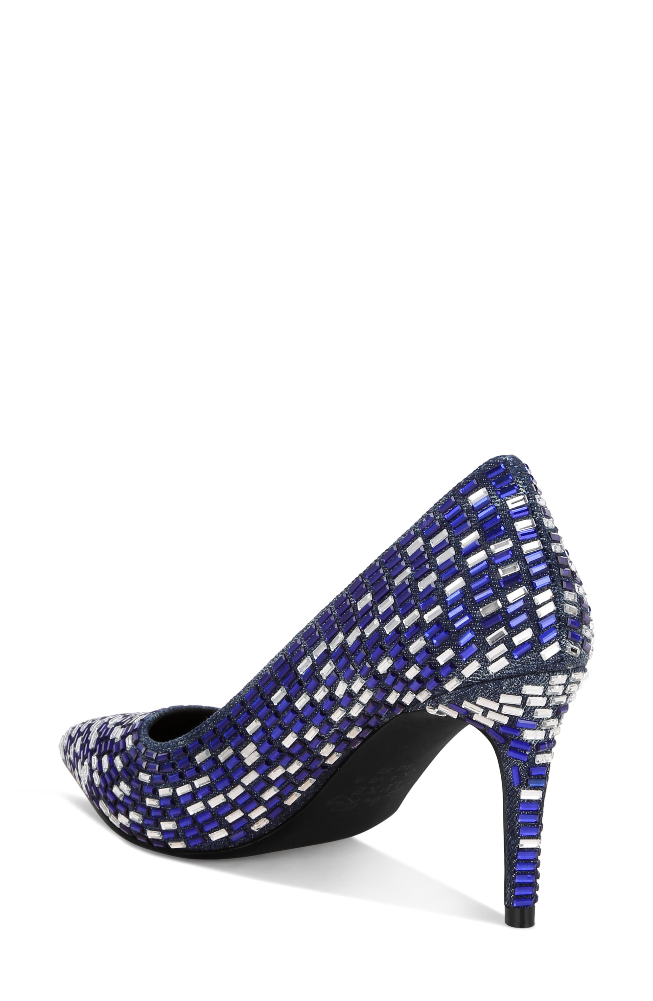 Elodie Mirrored Jewel Pump, Alternate, color, DENIM