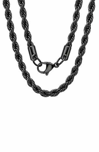 Men's Black Ion Plated Rope Chain Necklace