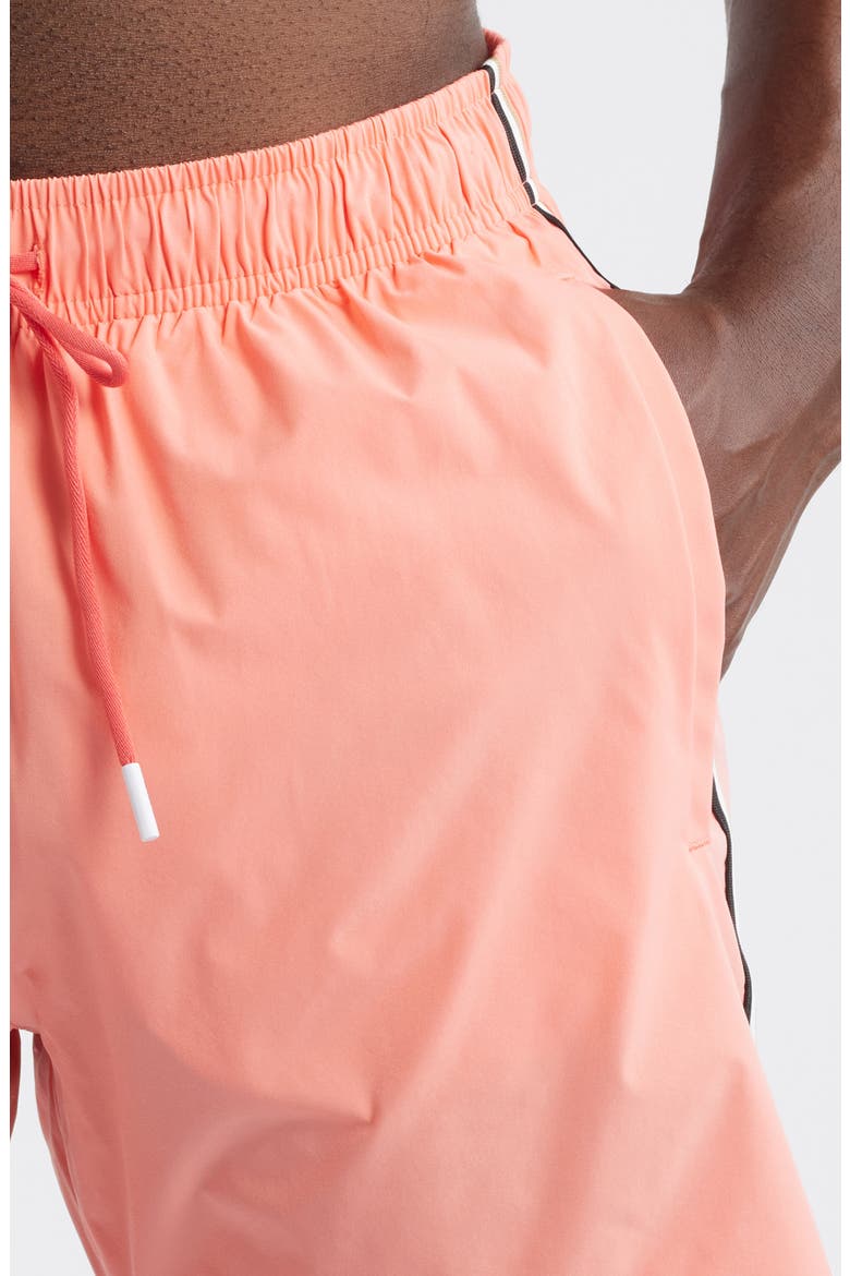 Iconic Side Stripe Swim Trunks, Alternate, color, CORAL PINK