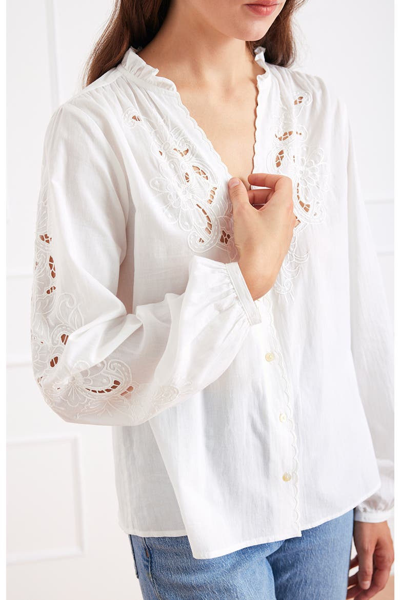 Camilla Embroidered Blouse, Alternate, color, Off White