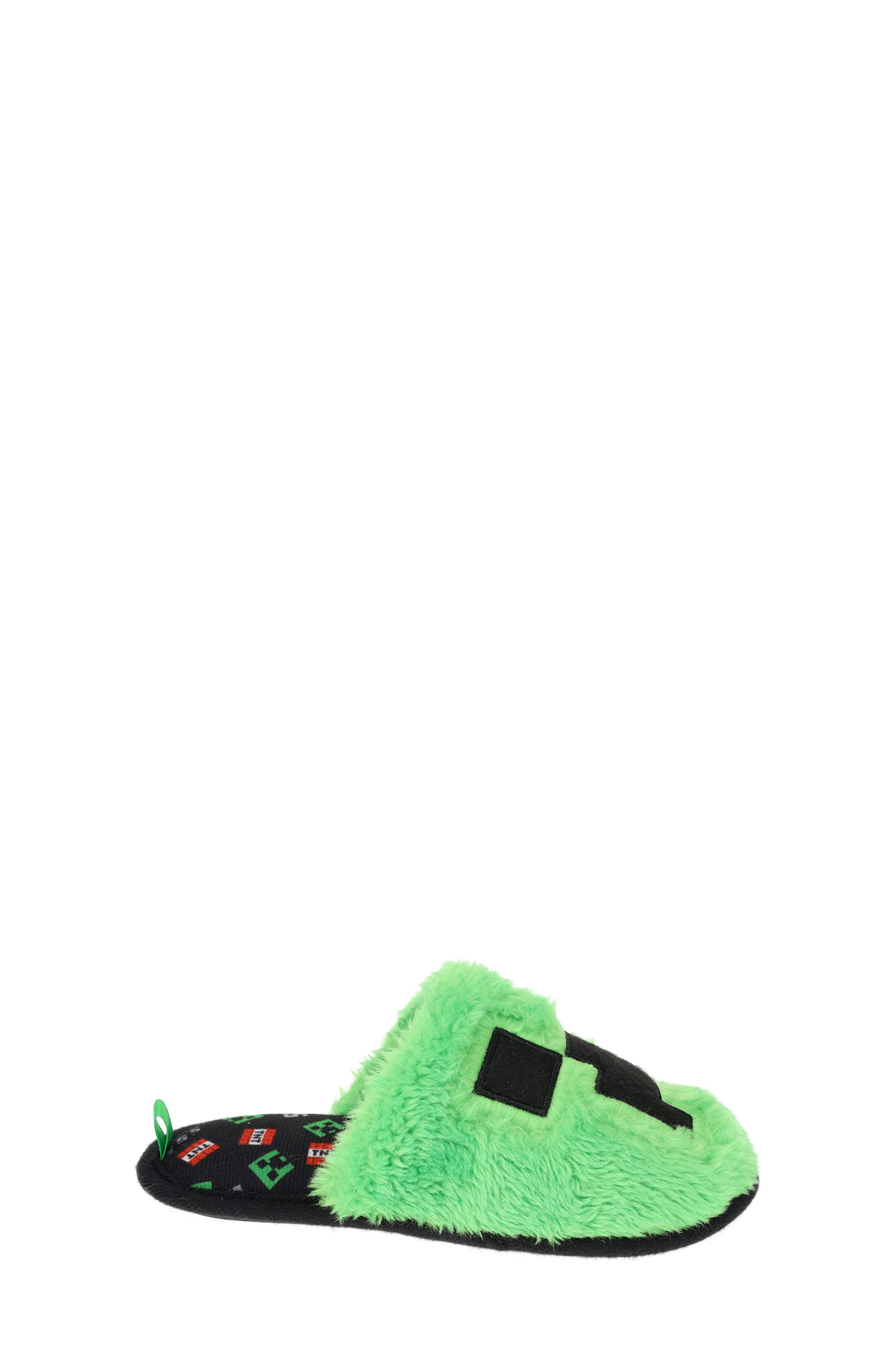 SG Footwear Kids' Minecraft Creeper Scuff Faux Fur Slipper