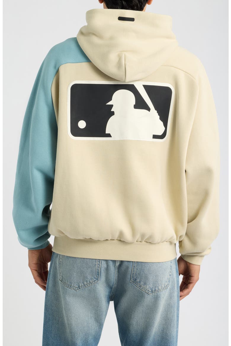 x MLB Embroidered Cotton Blend Fleece Hoodie, Alternate, color, SANDSTONE/ STONE BLUE