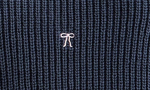 Lucky Brand Bow Embroidered Short Sleeve Sweater In Blue