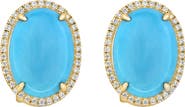 EFFY 14K Yellow Gold Cabochon Turquoise Diamond Stud Earrings