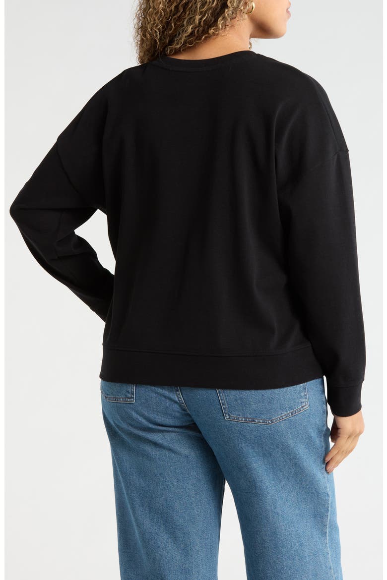 Stretch Cotton Rib Sweatshirt, Alternate, color, BLACK