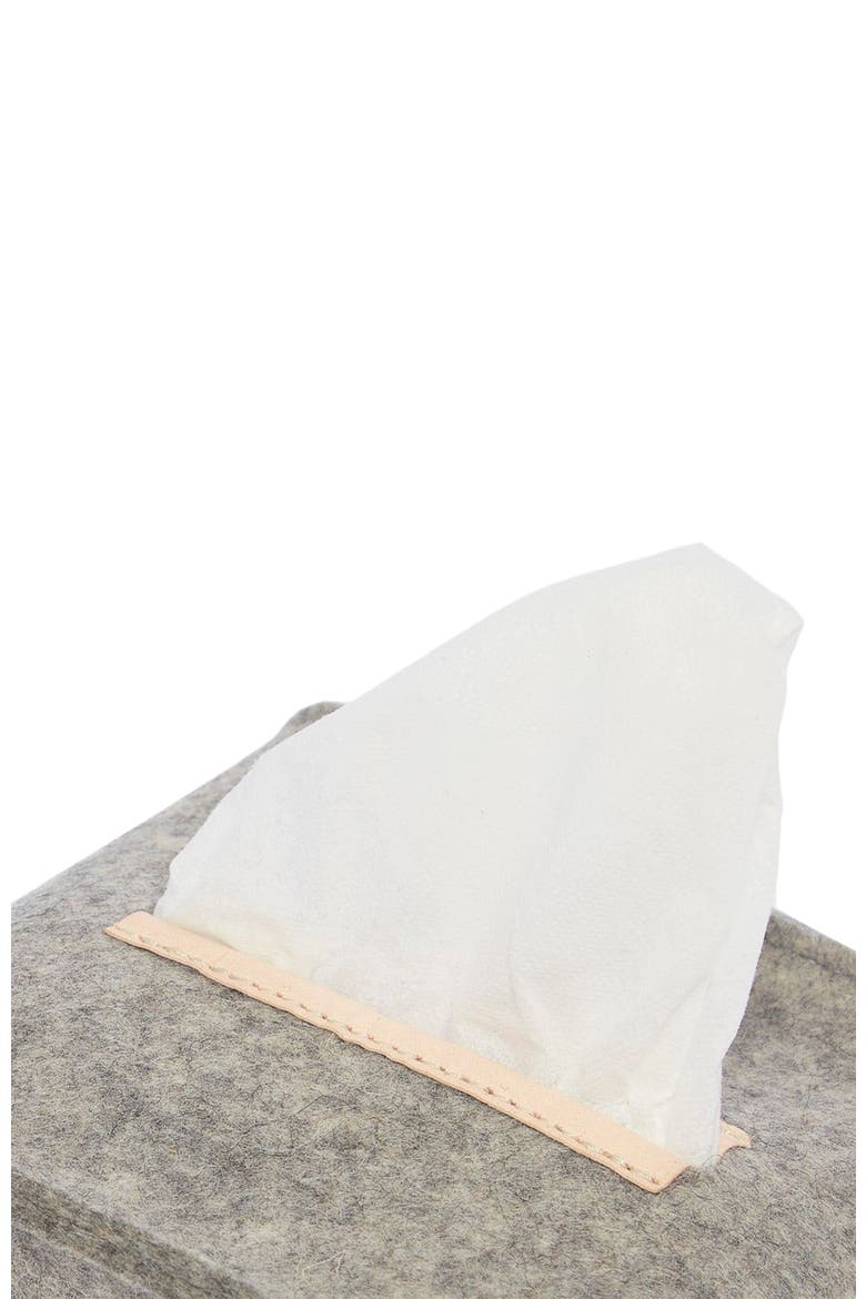 Merino Wool Small Tissue Box Cover, Alternate, color, Granite Vachetta