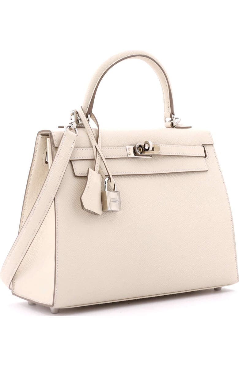 Pre-Owned Hermes Kelly Handbag Light Epsom with Palladium Hardware 25, Alternate, color, Craie