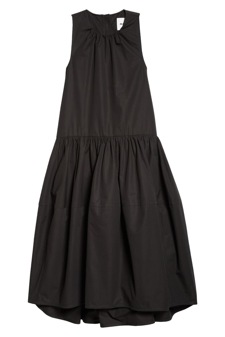 Organic Cotton Poplin High-Low Midi Dress, Alternate, color, BLACK
