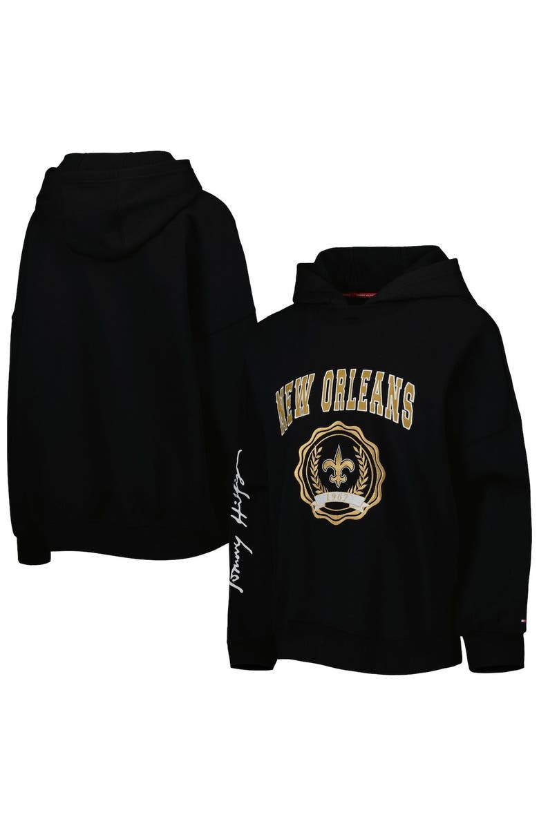 Tommy Hilfiger Women's Tommy Hilfiger Black New Orleans Saints Becca Drop Shoulder Pullover Hoodie, Main, color, Black