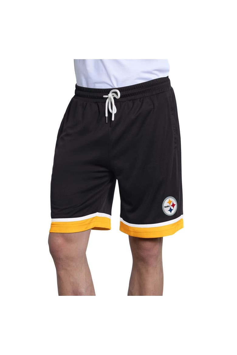 Men's Starter  Black Pittsburgh Steelers Power Play Mesh Shorts, Main, color, Black