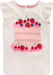 Mini Boden Kids' Cake Appliqué Cotton Graphic T-Shirt