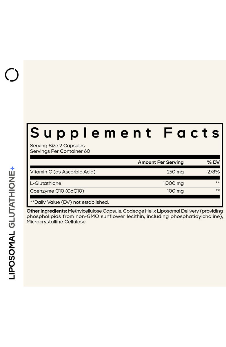 Codeage Liposomal Glutathione+ 1000mg, Vitamin C, Antioxidant Supplement, Alternate, color, White