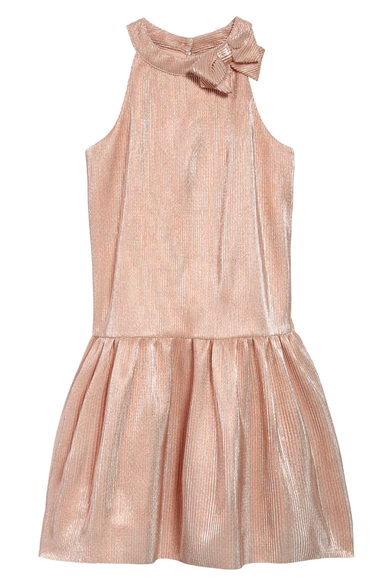 High Neck Bow Dropwaist Dress, Main, color, BLUSH