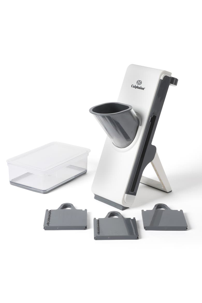 Aero 6-Piece Adjustable Mandoline Slicer Set with Hand Guard, Alternate, color, Silver