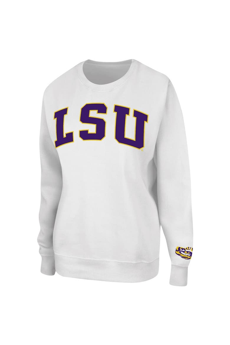Women's Colosseum White LSU Tigers Campanile Pullover Sweatshirt, Alternate, color, White