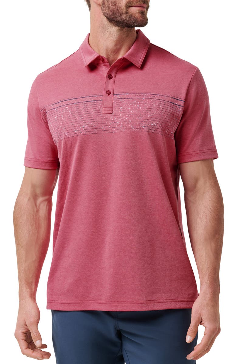TravisMathew Final Call Chest Stripe Piqué Polo, Main, color, Rose Wine