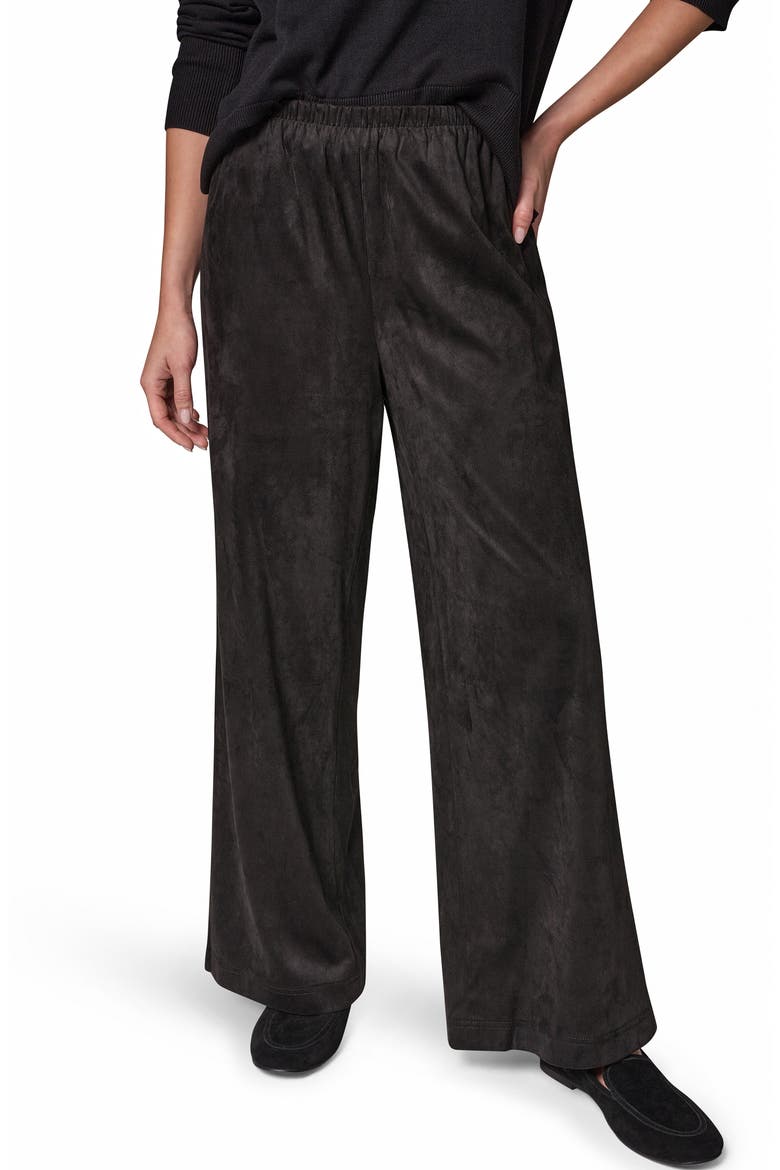 Microsuede Mid Rise Wide Leg Pants, Main, color, BLACK