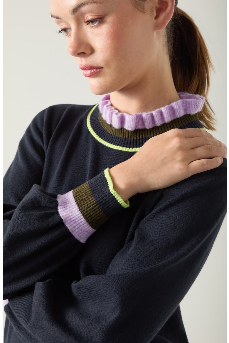 Alina Stripe Mock Neck Sweater, Alternate, color, NAVY MULTI