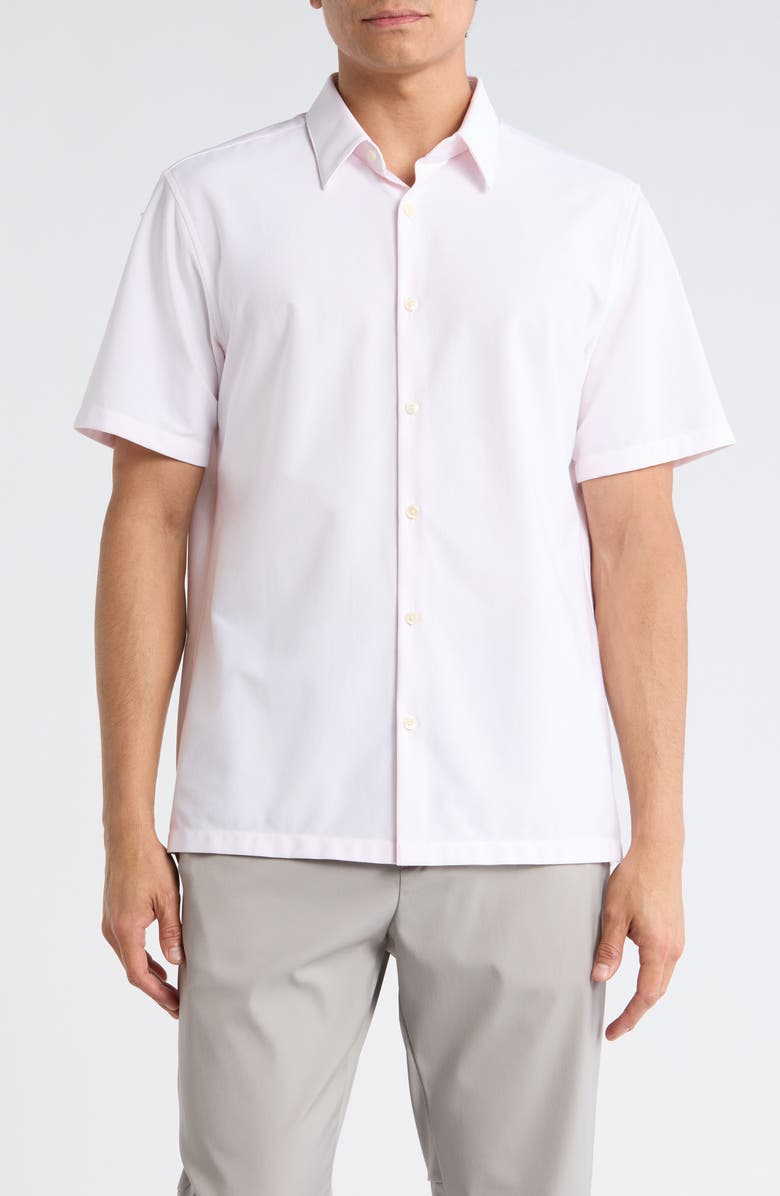 Theory Irving Aster Short Sleeve Button-Up Shirt, Main, color, White/Cradle Pink