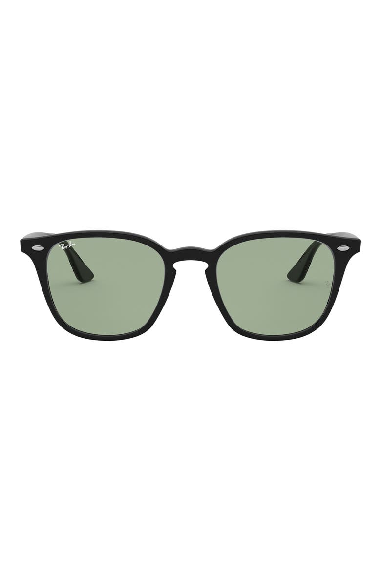 52mm Square Sunglasses, Main, color, SHINY BLACK