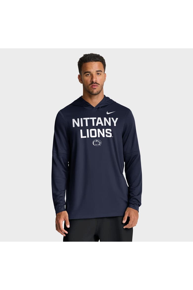 Men's Nike Navy Penn State Nittany Lions 2025 Sideline Performance Long Sleeve Hoodie T-Shirt, Alternate, color, Navy