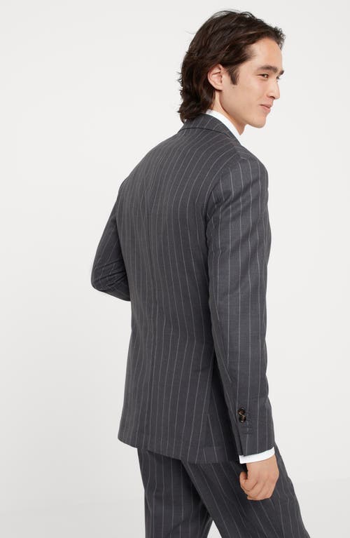 Shop Brunello Cucinelli Wide Chalk Stripe Blazer In Grey