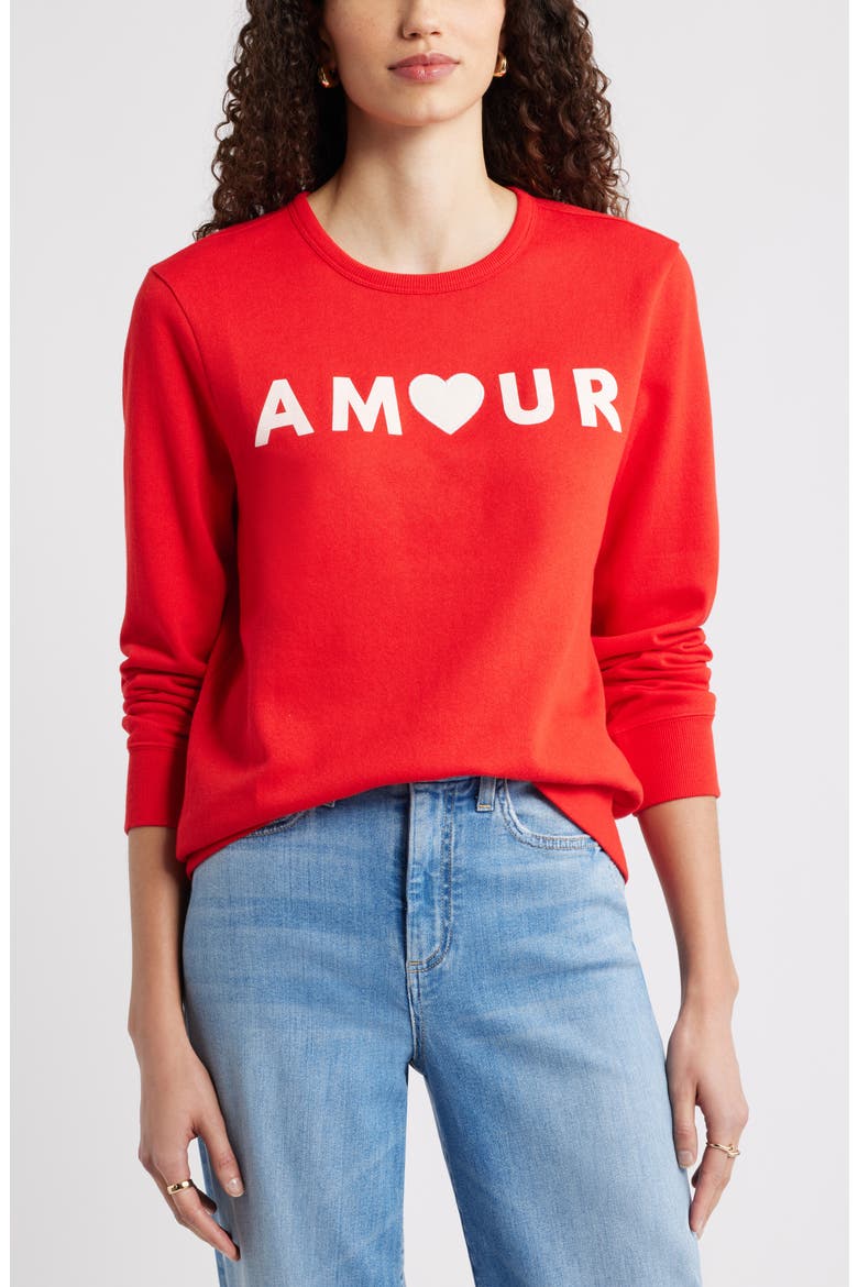 Amour Graphic Sweatshirt, Main, color, RED GOJI WHITE AMOUR