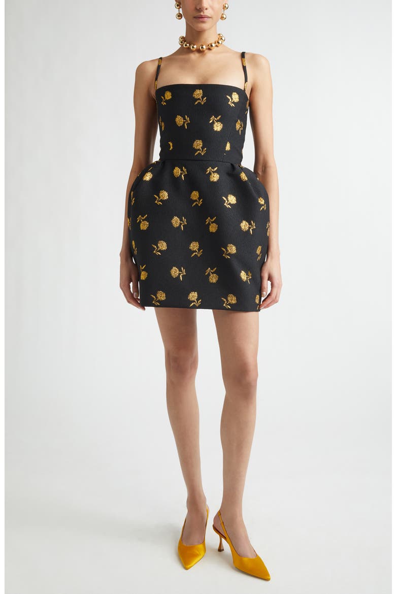 Carnation Metallic Brocade Bell Shape Minidress, Main, color, BLACK MULTI