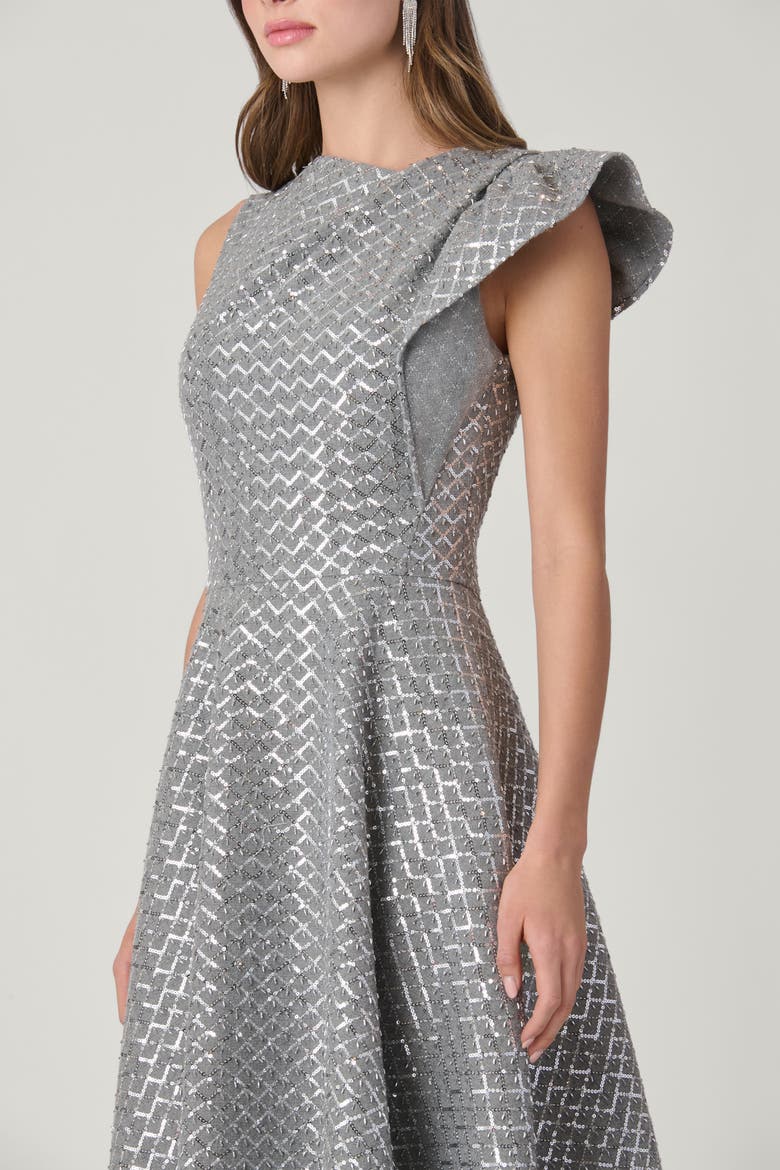 Sequin Embellished Wool Chapman Dress, Alternate, color, Grey/Silver