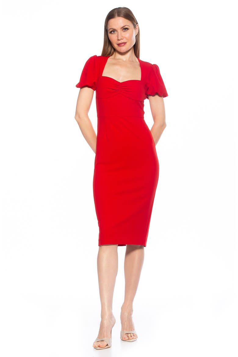Micaela Sweetheart Neck Sheath Dress, Alternate, color, RED
