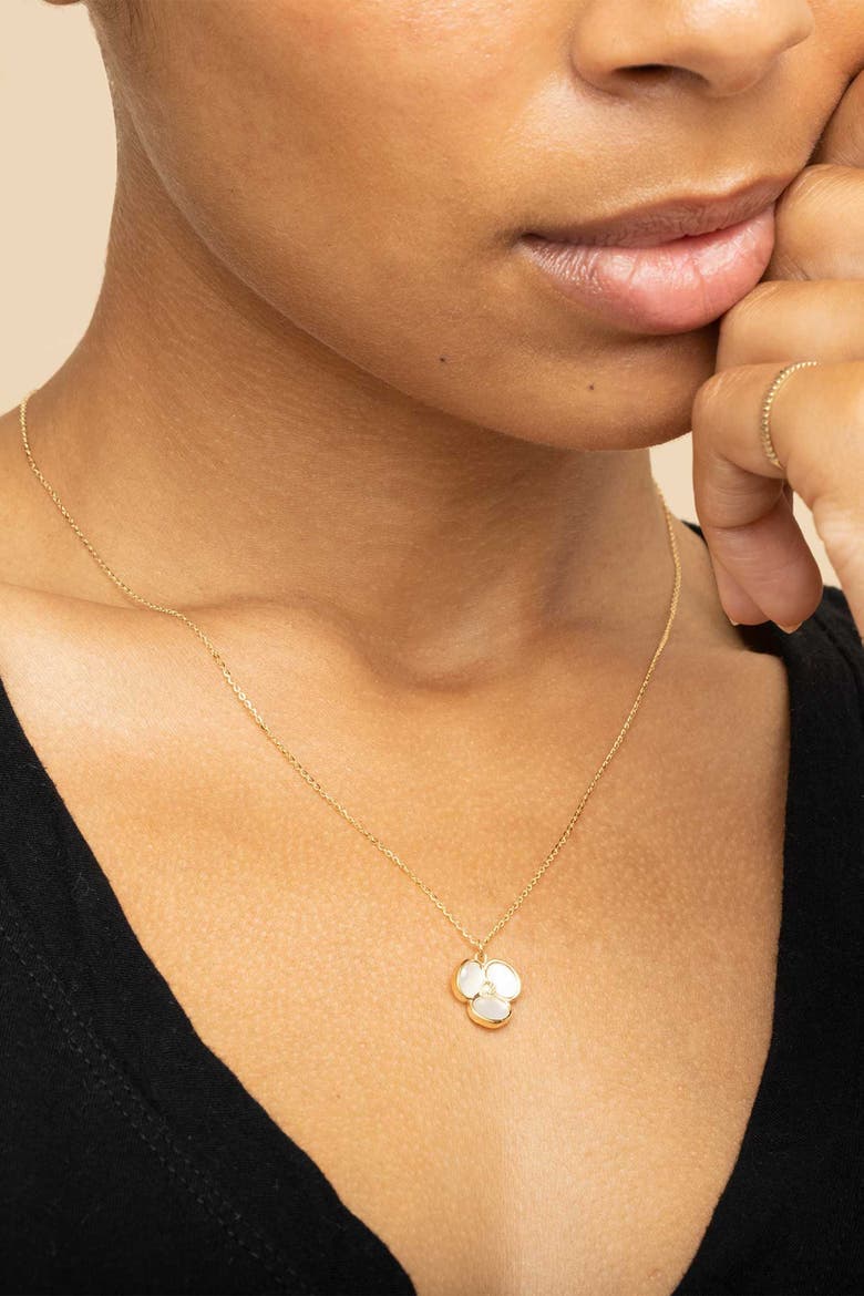 14K Gold Petals of Pearl Pendant Charm, Alternate, color, Yellow Gold