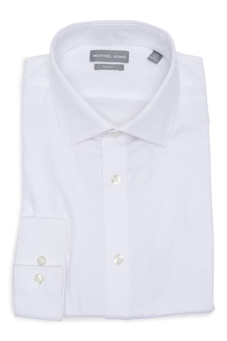 Slim Fit Cotton Dress Shirt, Alternate, color, WHITE