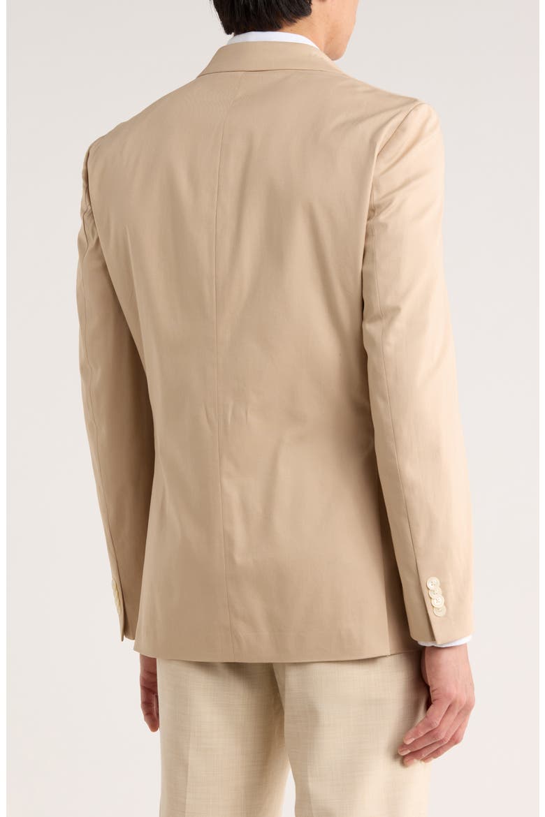 Two Button Notch Lapel Woven Sport Coat, Alternate, color, KHAKI PLAIN