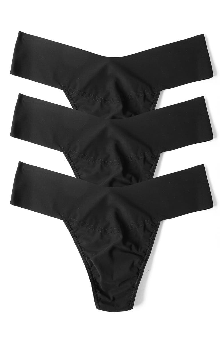 Hanky Panky Breathe Assorted 3-Pack V-Cut Thongs, Main, color, Black