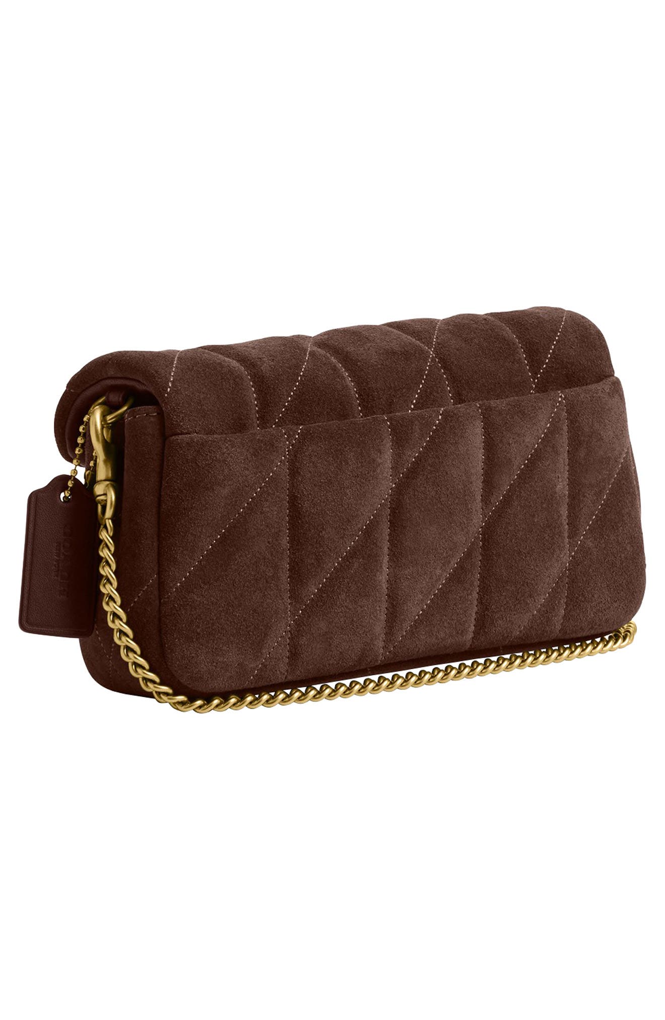 COACH Tabby 19 Quilted Suede Crossbody Bag, Alternate, color, B4/ Dark Chocolate