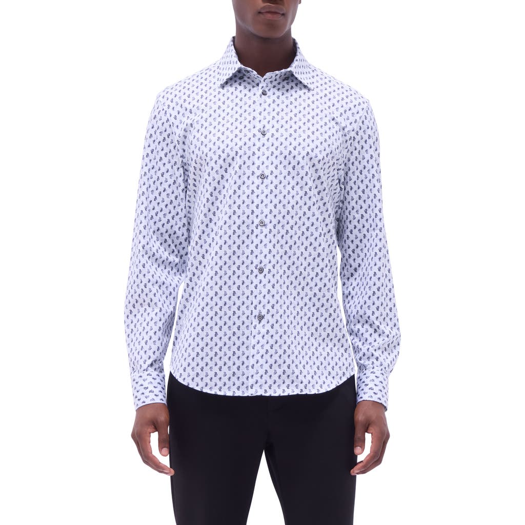 Bugatchi Jules Ooohcotton® Paisley Button-up Shirt In Platinum