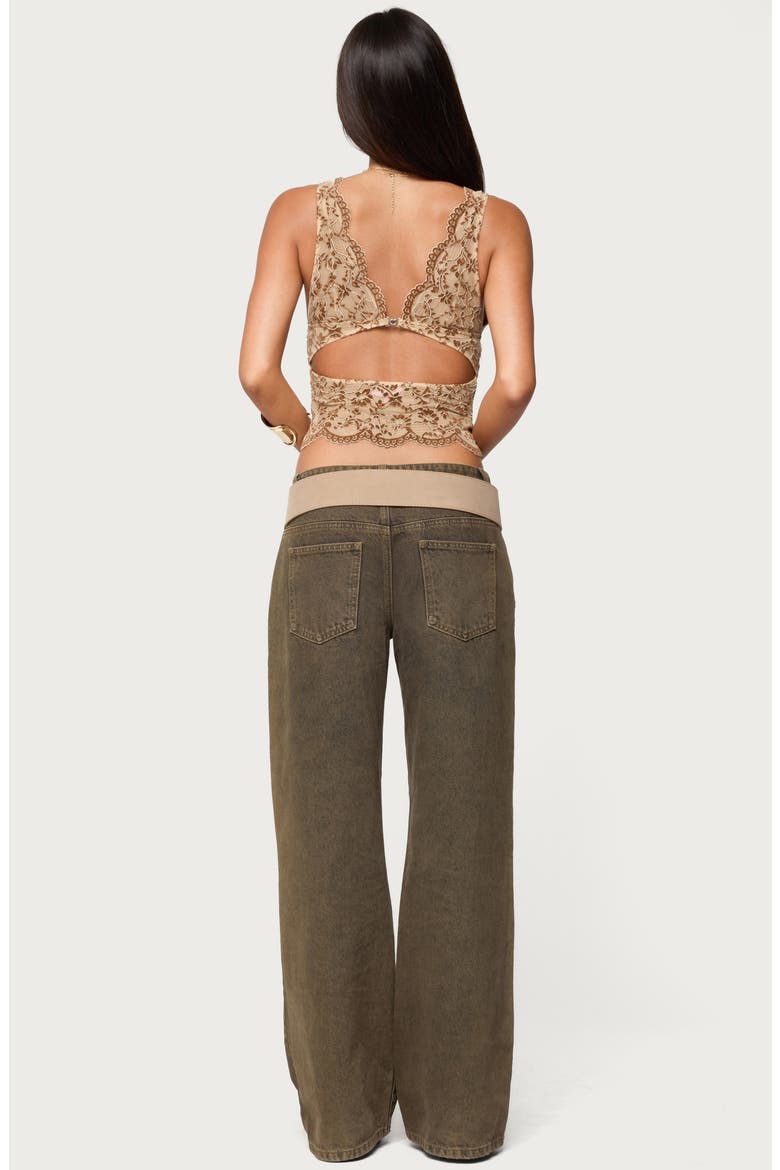 Araura Floral Sheer Crop Top, Alternate, color, BROWN