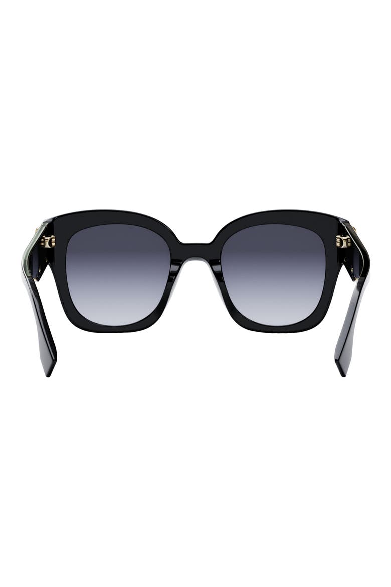 'Fendi First 63mm Square Sunglasses, Alternate, color, SHINY BLACK / GRADIENT BLUE