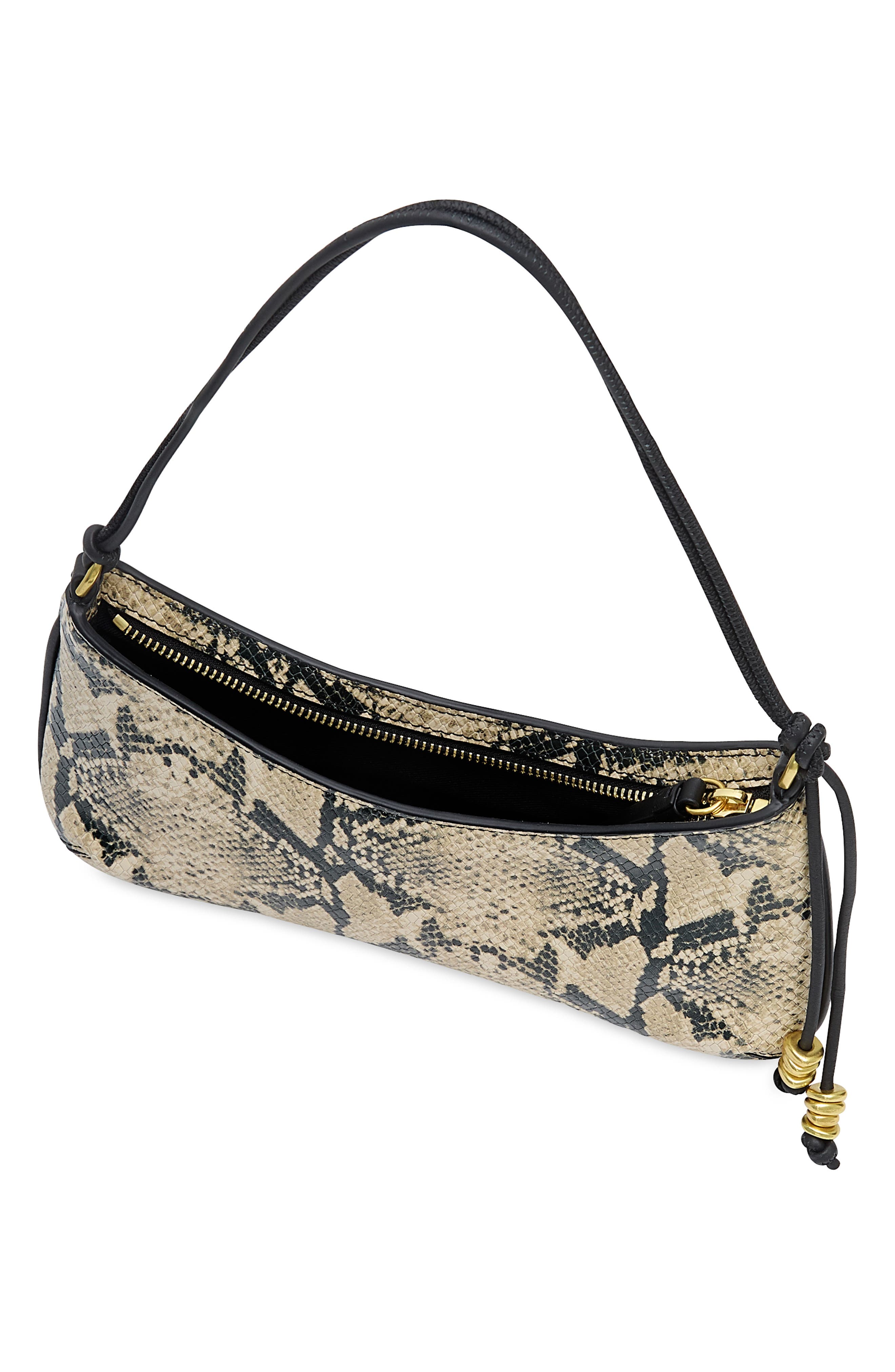 Reina Snake Embossed Leather Shoulder Bag, Alternate, color, ORO SNAKE