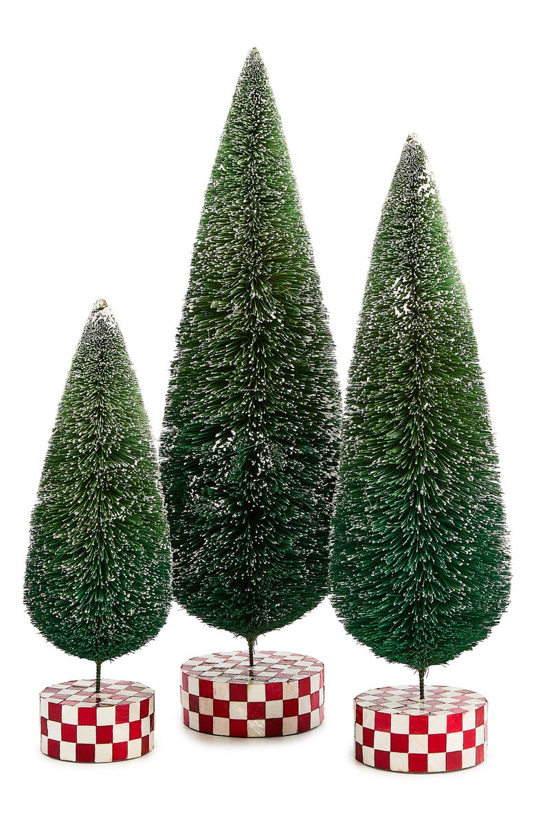 MACKENZIE CHILDS Check It Out Set of 3 Bottle Brush Trees, Main, color, Green
