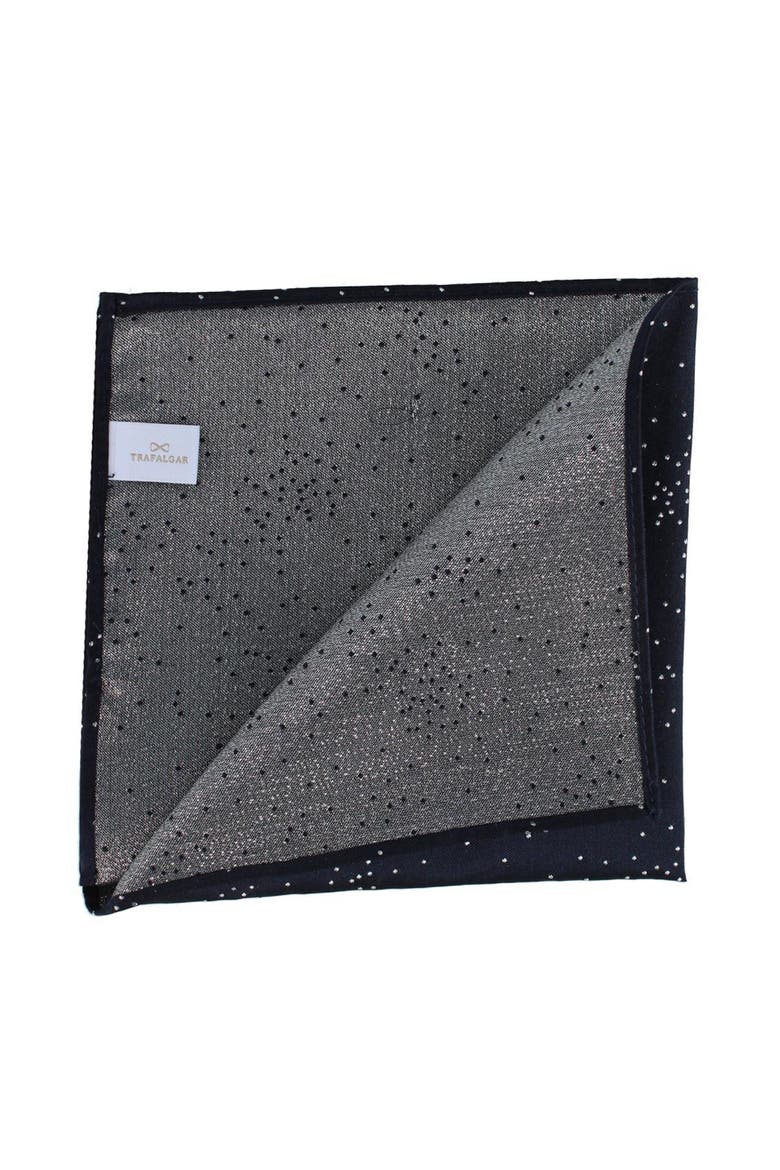 Mystere Metallic Star Light 12 x 12 Silk Pocket Square, Alternate, color, Navy Blue