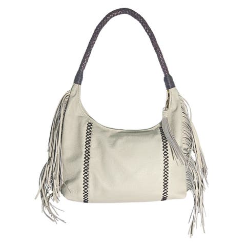 Fringe Leather Hobo Bag